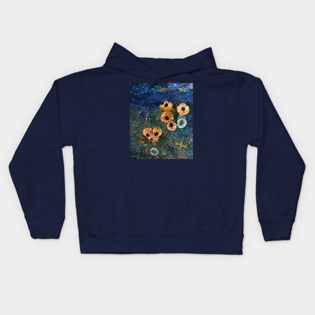 Abstract barnacles on rocks Kids Hoodie by hereswendy